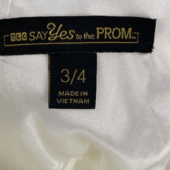 Say Yes To The Dress Prom TLC White Wedding A Line Sequin V Neck Formal Size 3/4 - Picture 10 of 10